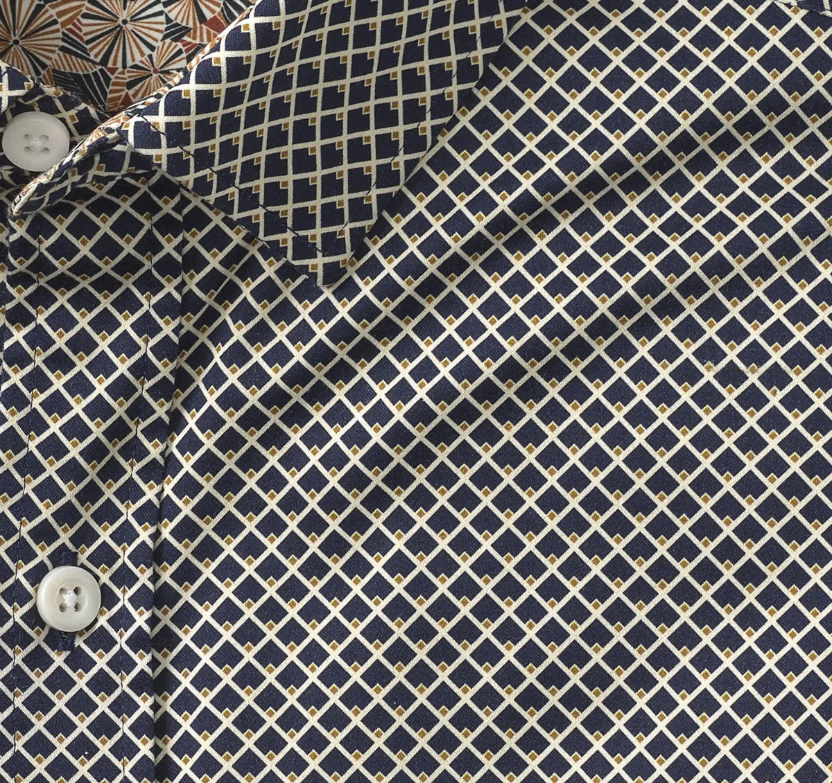 Printed Cotton Shirt - Black Diamond Grid