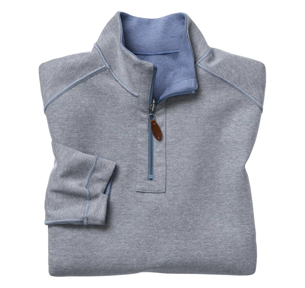 Reversible Solid Quarter-Zip - Blue/Light Gray