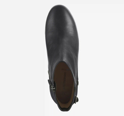 Sienna Belted Bootie - Black Nappa Leather/Italian Croc-Embossed Sheepskin