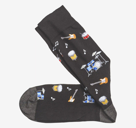 Novelty Socks - Black Guitars & Drums