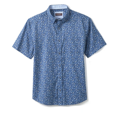 Logan Printed Short-Sleeve Shirt - Navy Flight Paths