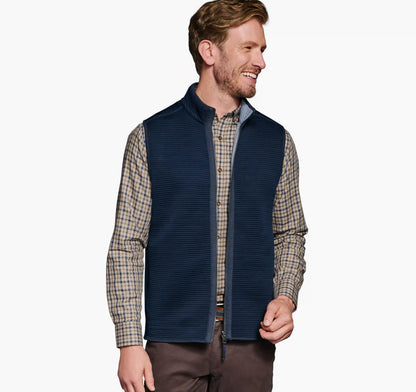 Reversible Channel Quilted Vest - Light Blue Heather/Navy