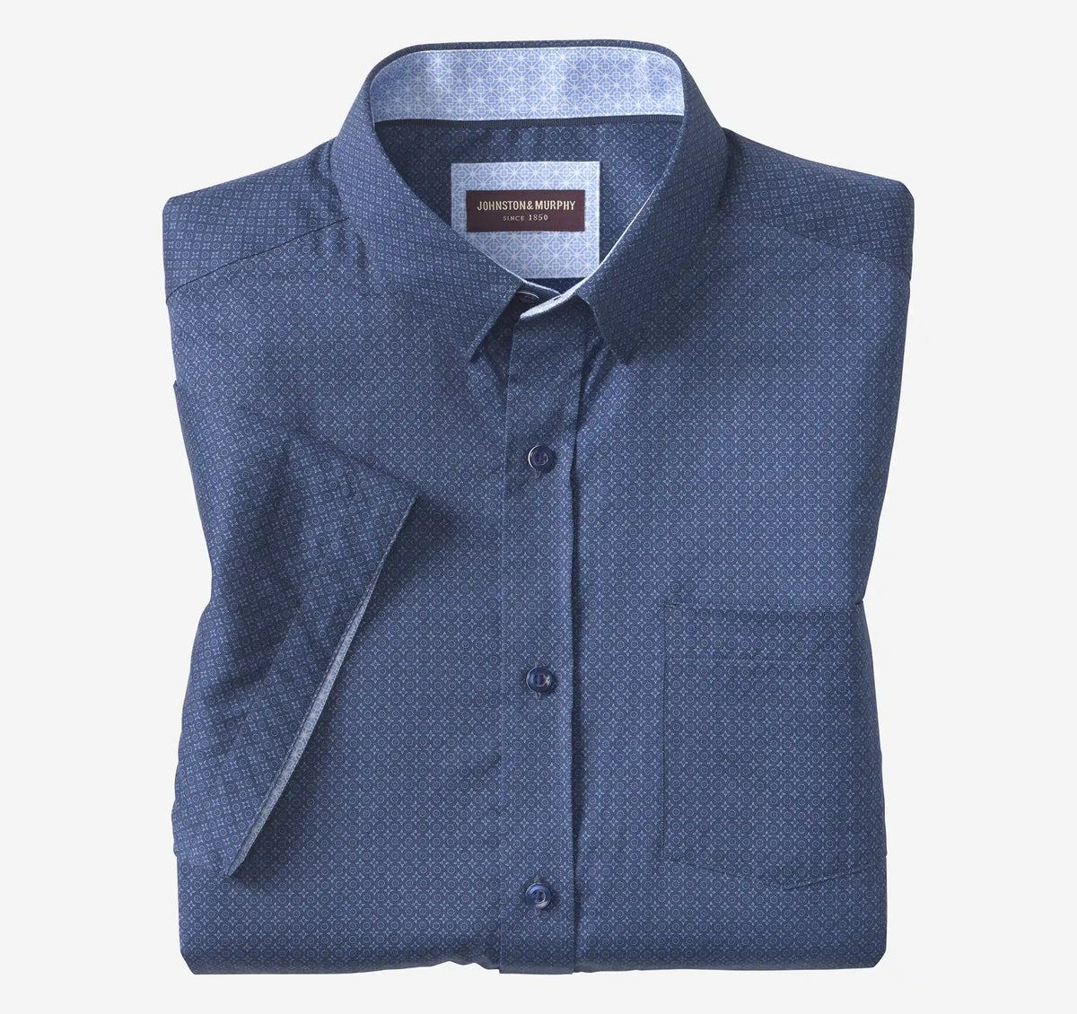 Logan Printed Short-Sleeve Shirt - Navy Mini Circle