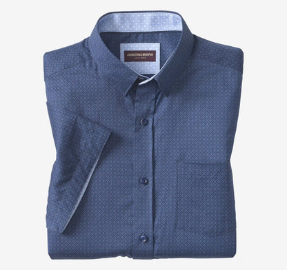 Logan Printed Short-Sleeve Shirt - Navy Mini Circle