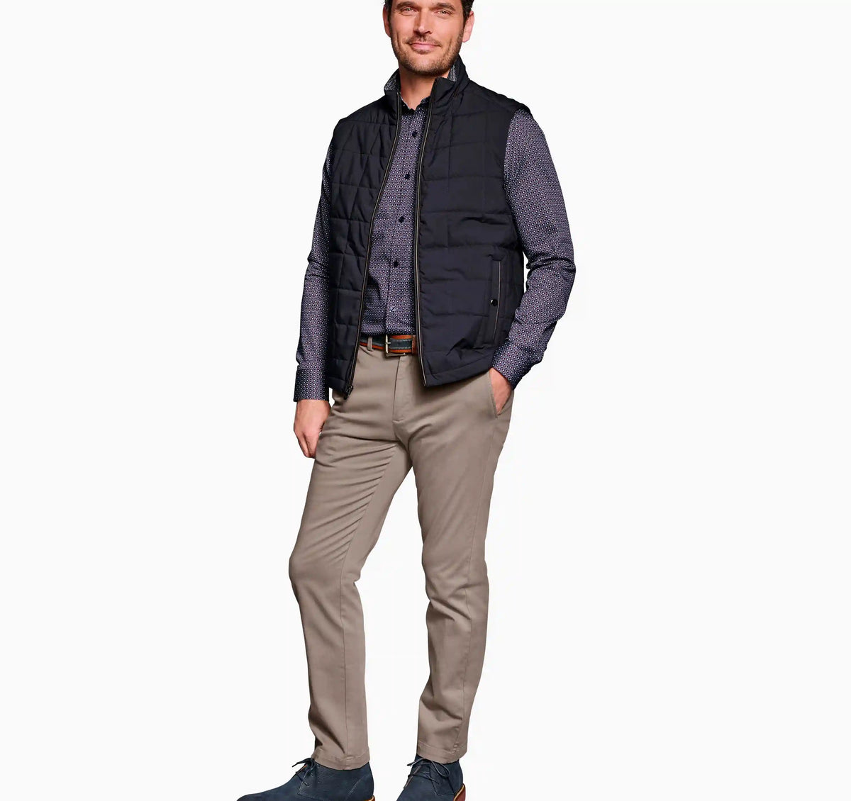 Box Quilted Vest - Navy