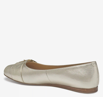 Claire Belted Flat - Gold Metallic Sheepskin/Italian Crinkled Sheepskin