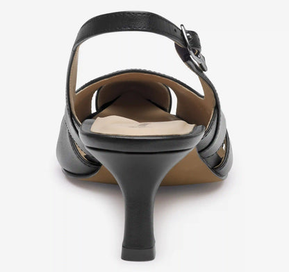 Lindsey Cut-Out Slingback - Black Glove Leather