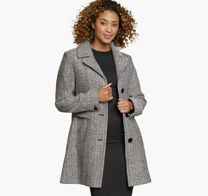 Tweed Coat - White/Black