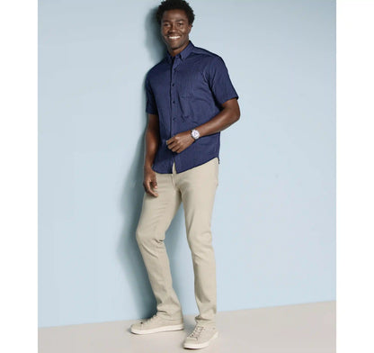 Leland Seersucker Short-Sleeve Shirt - Navy