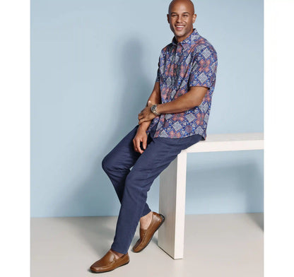 Logan Printed Short-Sleeve Shirt - Navy/Red Bandana