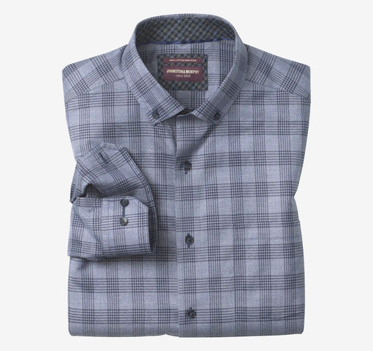 Ovation Non-Iron Dress Shirt - Navy Jaspe Tonal Check