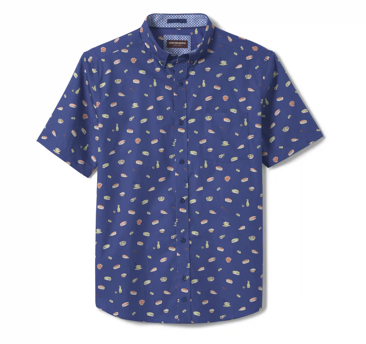Printed Cotton Short-Sleeve Shirt - Navy Sushi