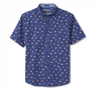 Printed Cotton Short-Sleeve Shirt - Navy Sushi