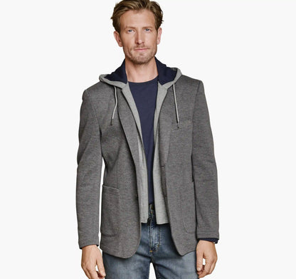 XC Flex® Knit Blazer with Removable Hooded Bib - Gray