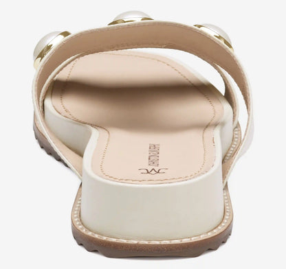 Chandler Embellished Slide - Bone Glove Leather