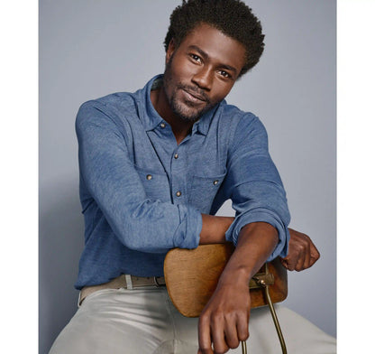 XC Flex® Stretch Indigo Long-Sleeve Shirt - Blue