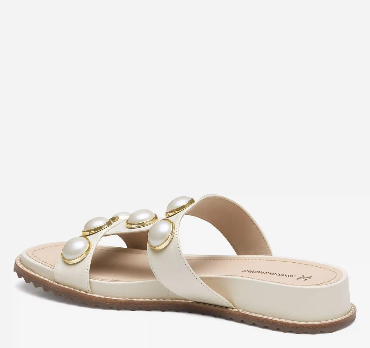 Chandler Embellished Slide - Bone Glove Leather