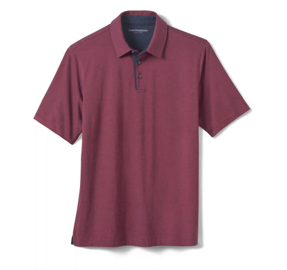 Fine-Stripe Polo - Burgundy