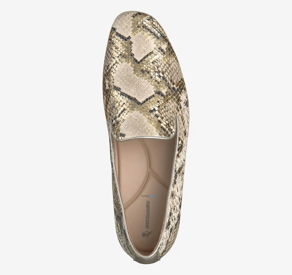 Isabel Venetian Loafer - Gold Metallic Snake-Embossed Leather
