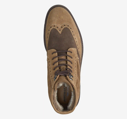 Britton Shearling Wingtip Boot - Snuff/Brown Waxed Suede/Shearling