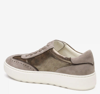 Cammie T-Toe Lace-Up - Taupe Metallic Italian Kid Suede/Kid Suede