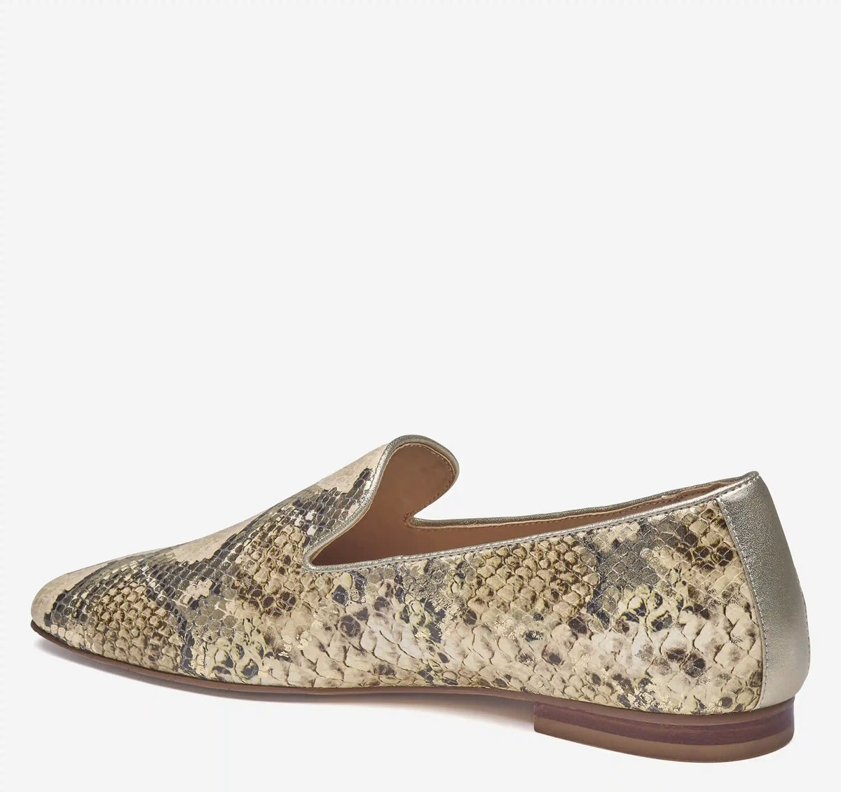 Isabel Venetian Loafer - Gold Metallic Snake-Embossed Leather