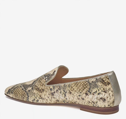 Isabel Venetian Loafer - Gold Metallic Snake-Embossed Leather
