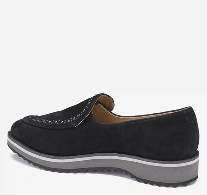 Ulyssa Studded Loafer - Black Kid Suede
