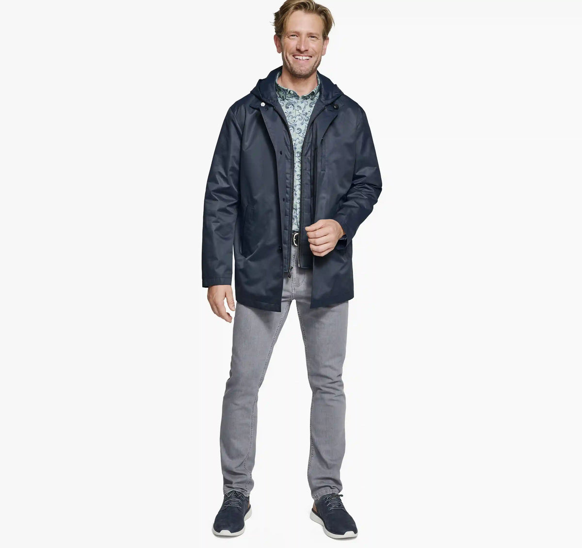 Upton Water-Resistant Raincoat - Navy