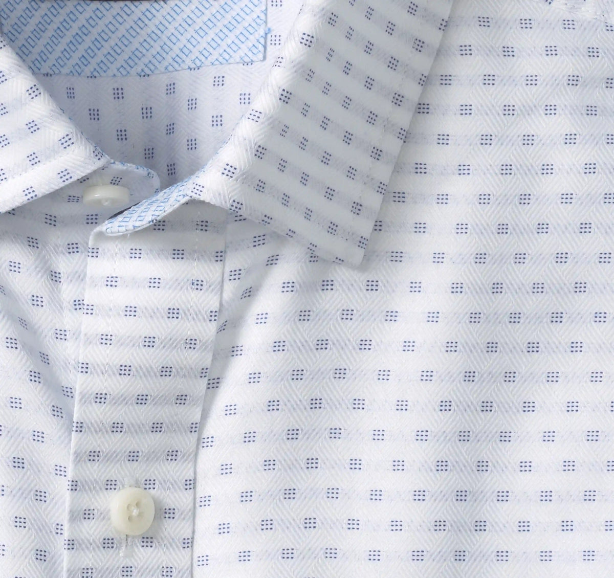 Ovation Non-Iron Dress Shirt - White/Navy Tonal Diamond