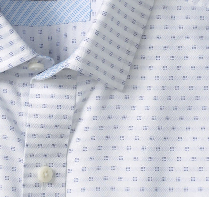 Ovation Non-Iron Dress Shirt - White/Navy Tonal Diamond