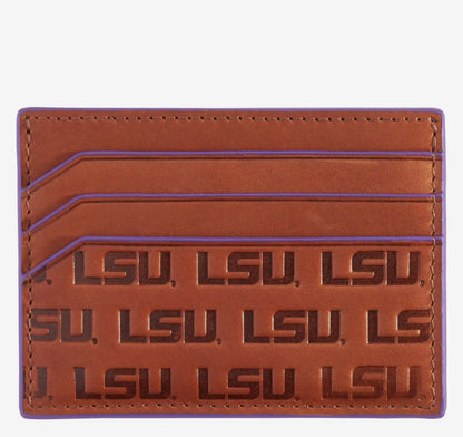 Collegiate Embossed Weekender Wallet - LSU - Tan Full Grain