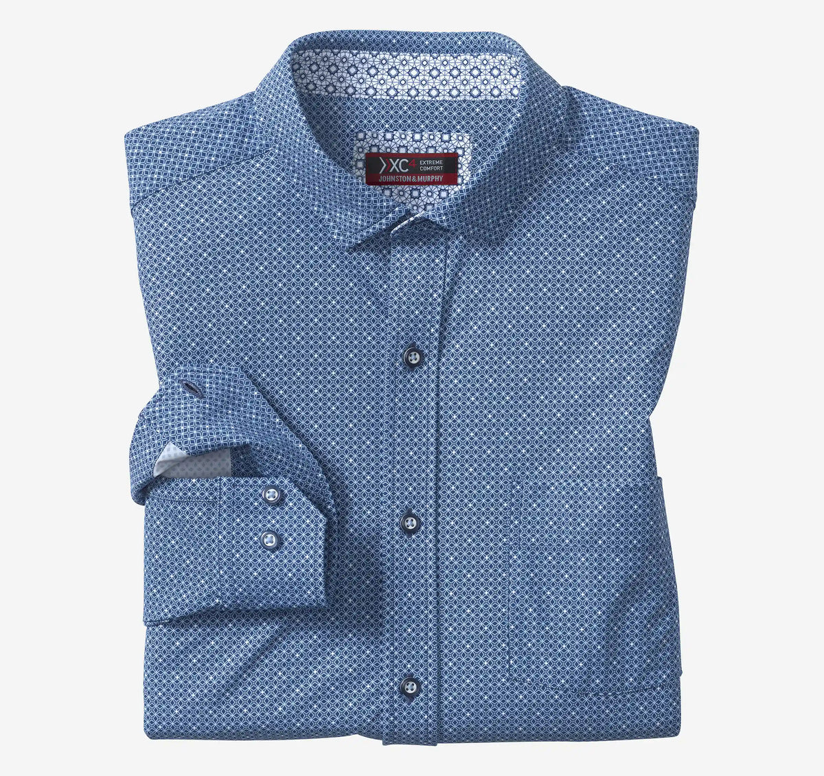 XC+™ Motion Long-Sleeve Print Knit Shirt - Navy Star Grid