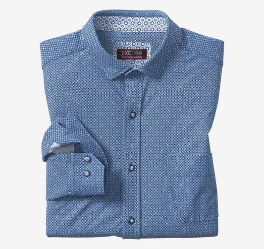 XC+™ Motion Long-Sleeve Print Knit Shirt - Navy Star Grid