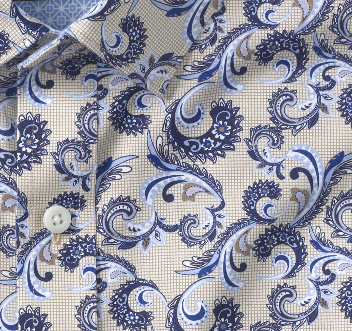 Logan Printed Long-Sleeve Shirt - Tan Checkered Paisley