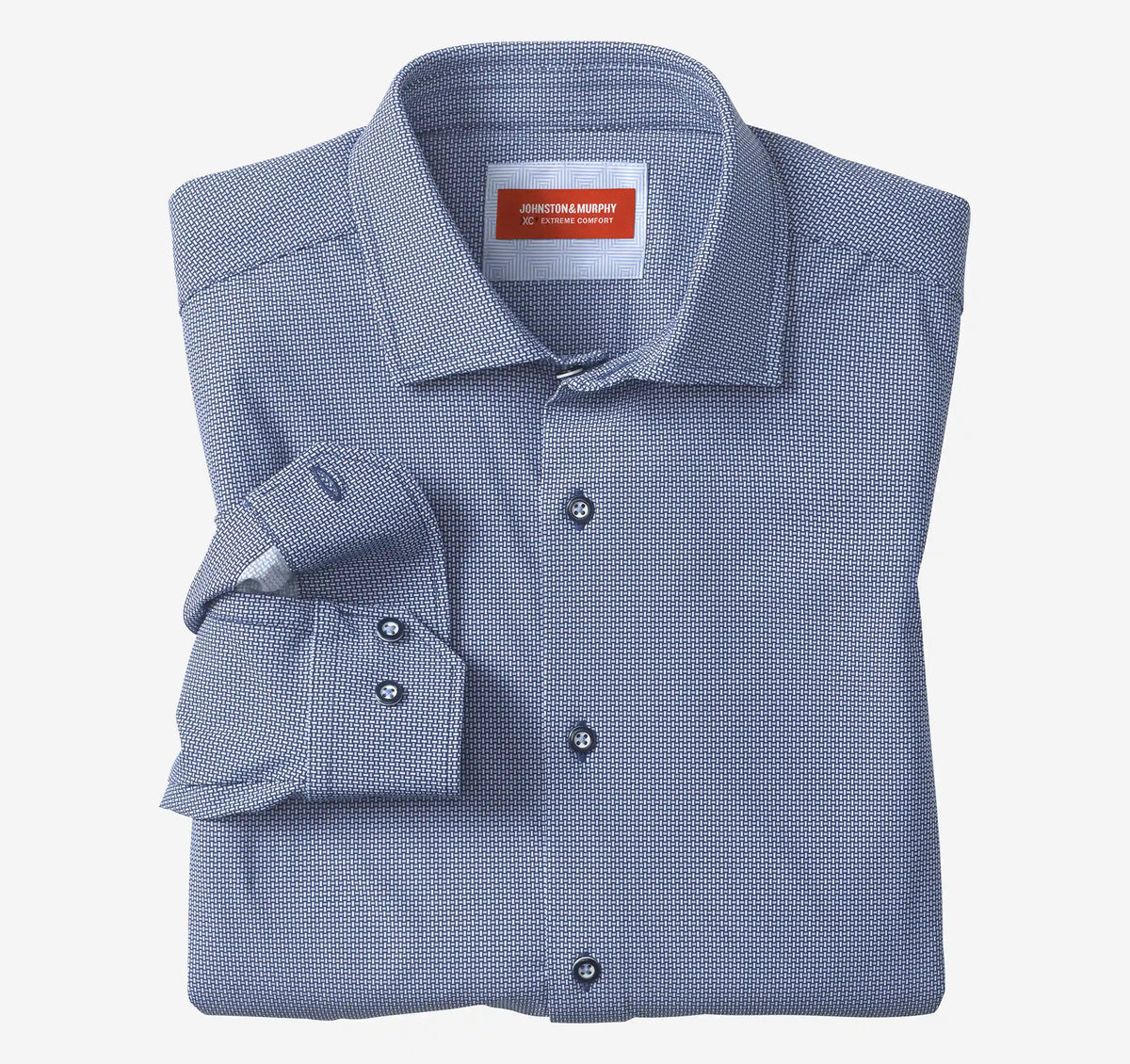 XC+™ Motion Long-Sleeve Dress Knit Shirt - Navy Basketweave