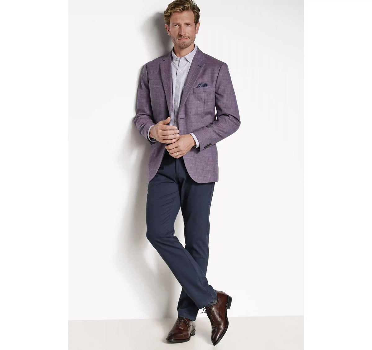 Townsend Dress Wool Blazer - Berry Windowpane Plaid