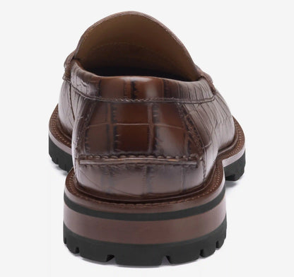 Collier Penny Loafer - Brown Croc-Embossed Full-Grain Leather