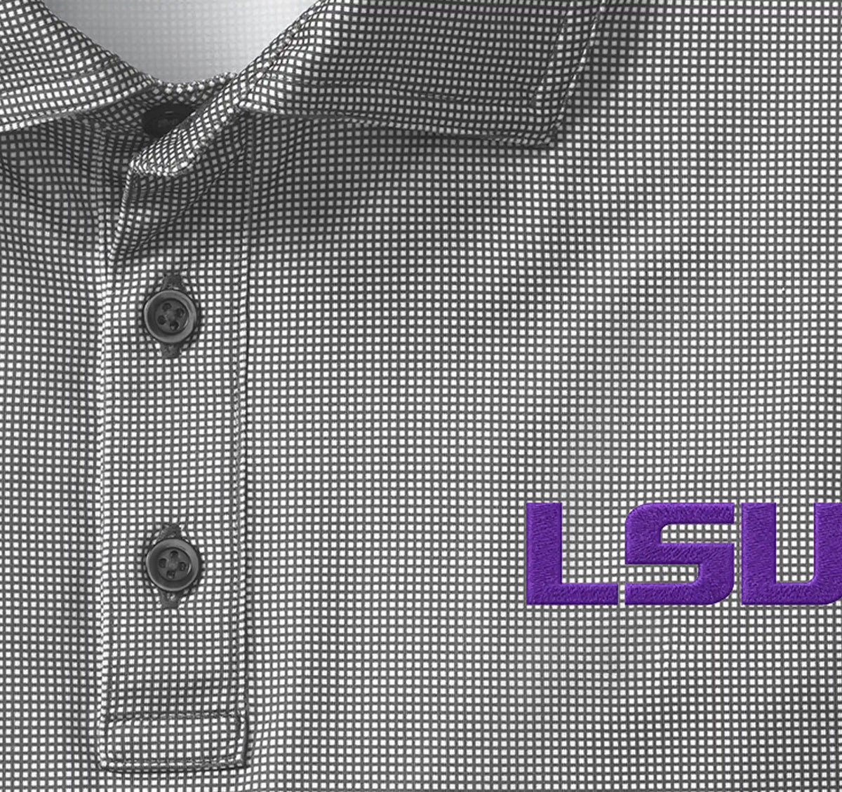 Collegiate XC+™ Gingham Polo - LSU - Black Shirt