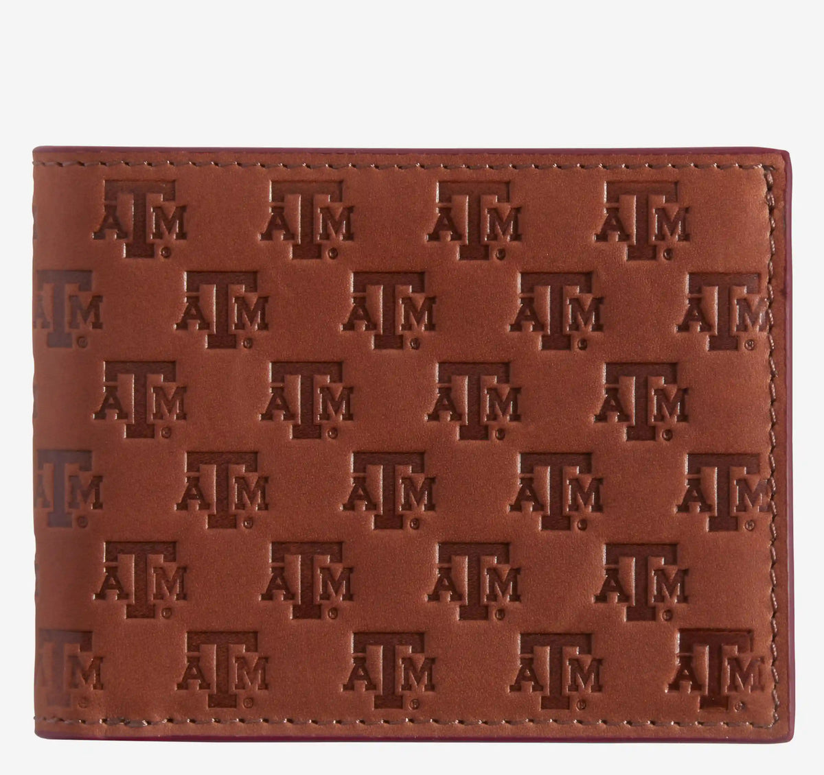 Collegiate Embossed Billfold Wallet - Texas A&M - Tan Full Grain