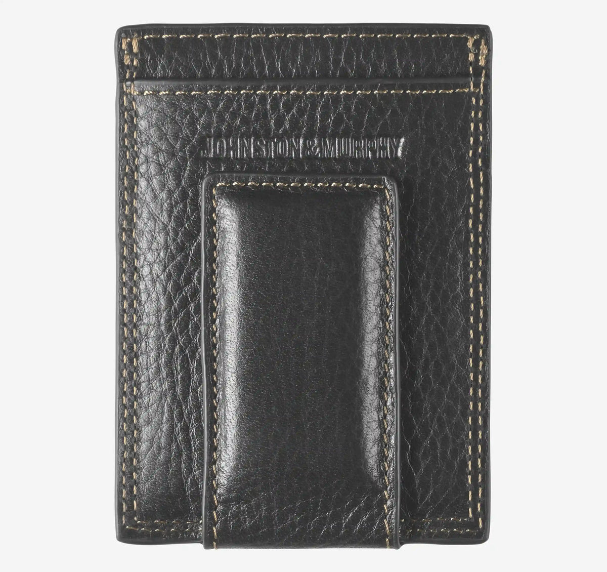 Double-Contrast Stitch Front Pocket Wallet - Black