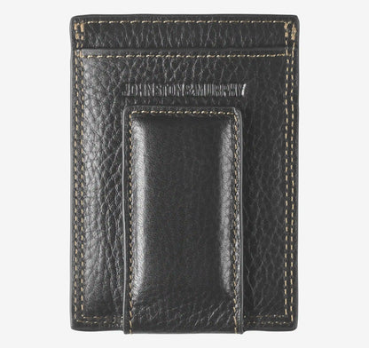 Double-Contrast Stitch Front Pocket Wallet - Black