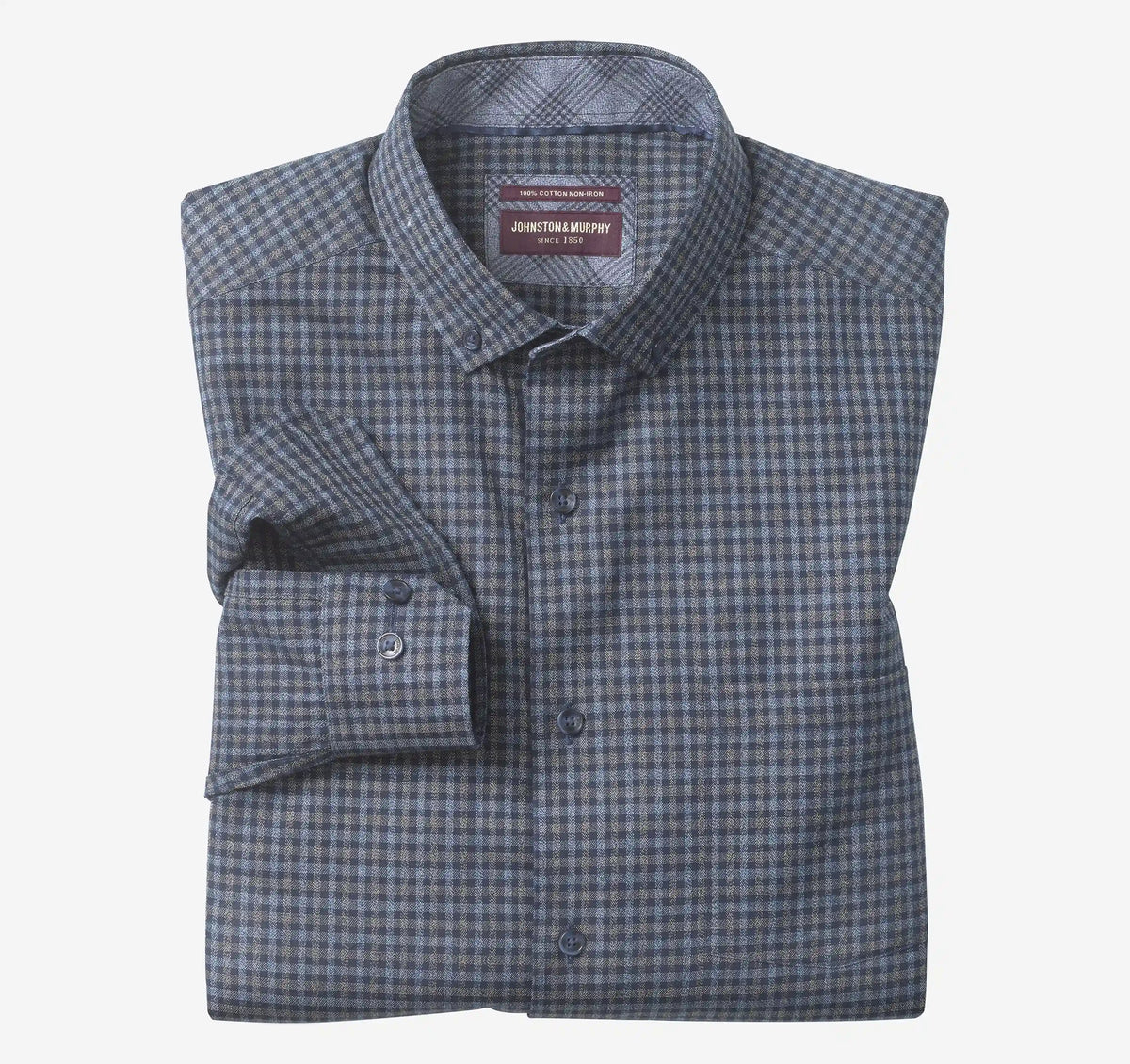 Ovation Non-Iron Dress Shirt - Navy Jaspe Dual Grid