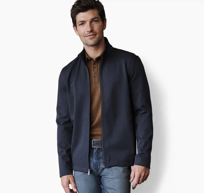 Textured Solid Full Zip - Navy