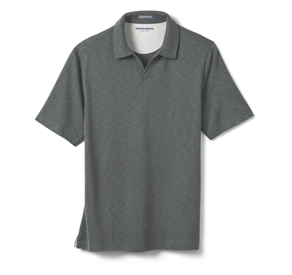 Vintage Slub V-Neck Polo - Charcoal