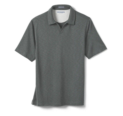 Vintage Slub V-Neck Polo - Charcoal