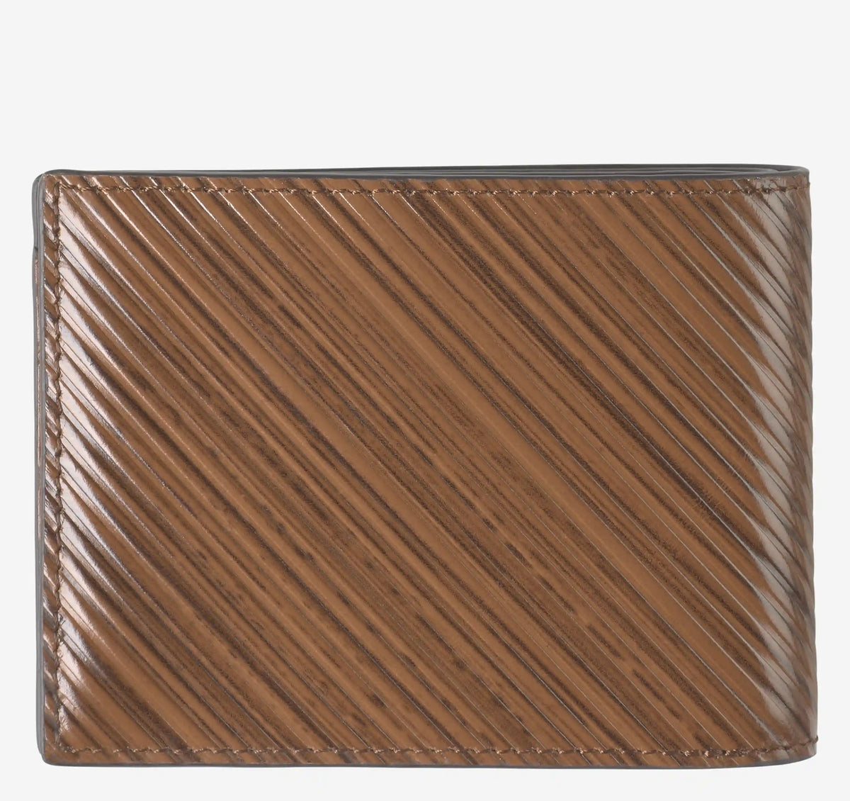 Hudson Diagonal-Etched Billfold Wallet - Tan Multi Full-Grain Leather