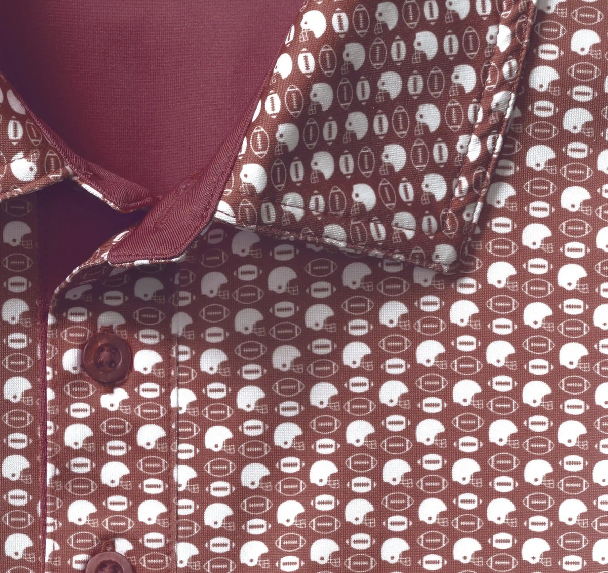 Game Day XC+™ Helmet-and-Football Print Polo - Burgundy
