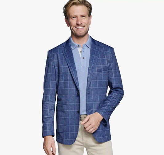 XC Flex® Pinnacle Knit Blazer - Blue Plaid
