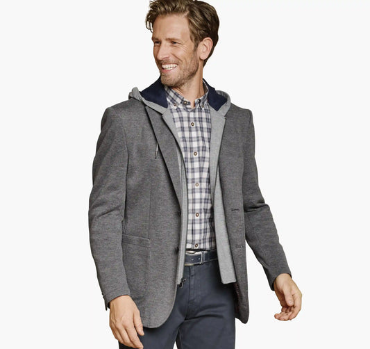 XC Flex® Knit Blazer with Removable Hooded Bib - Gray